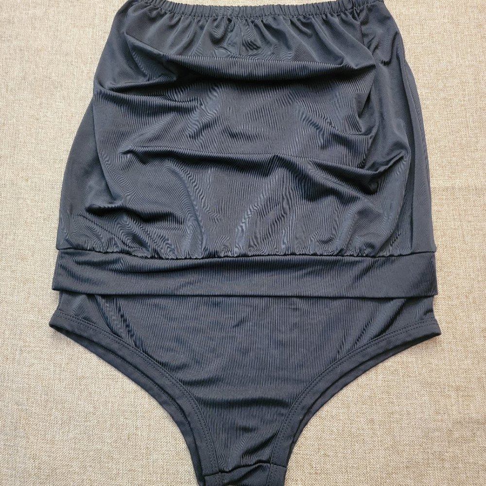 Vintage 70's Black Strapless One Piece Swimsuit/Bodysuite